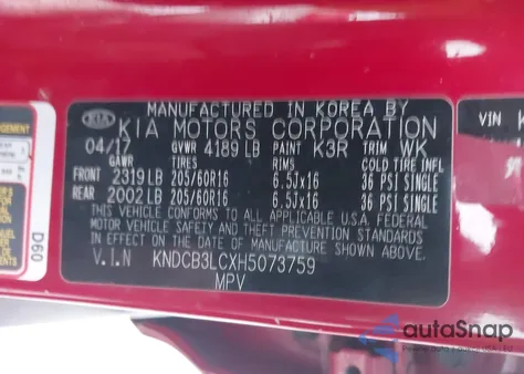 2017 Kia Niro Lx from USA, damaged, VIN KNDCB3LCXH5073759